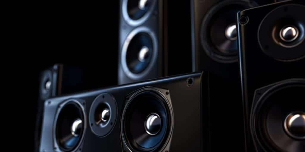 audio speakers in dark light