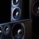 audio speakers in dark light