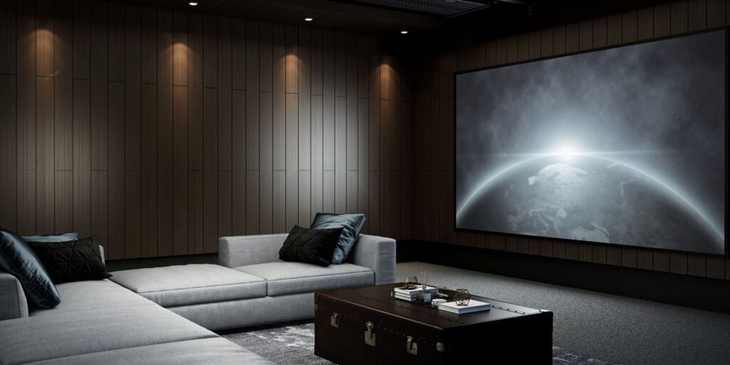 luxury and dark aesthetic for home theater